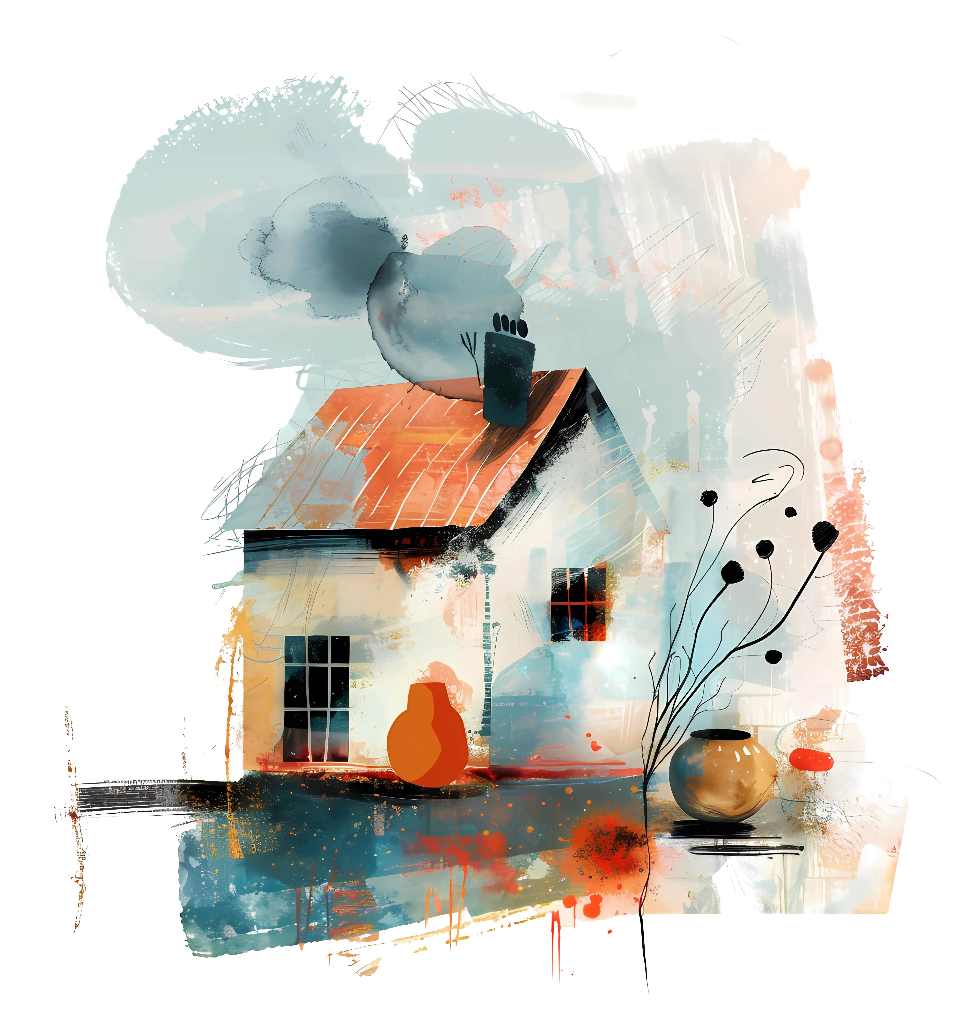 Cute Watercolor House