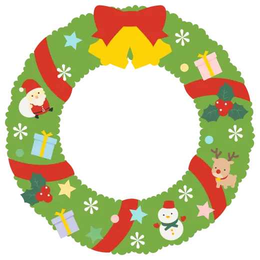 Colorful Christmas Wreath with Festive Icons
