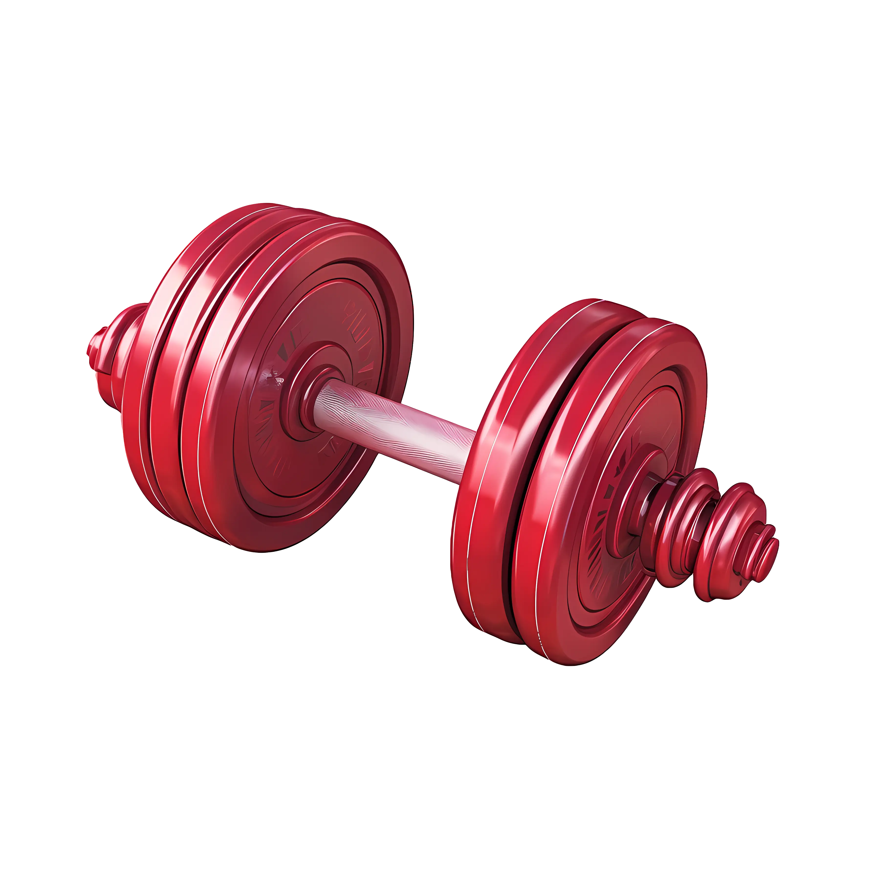 Red Dumbbell with Metal Bar