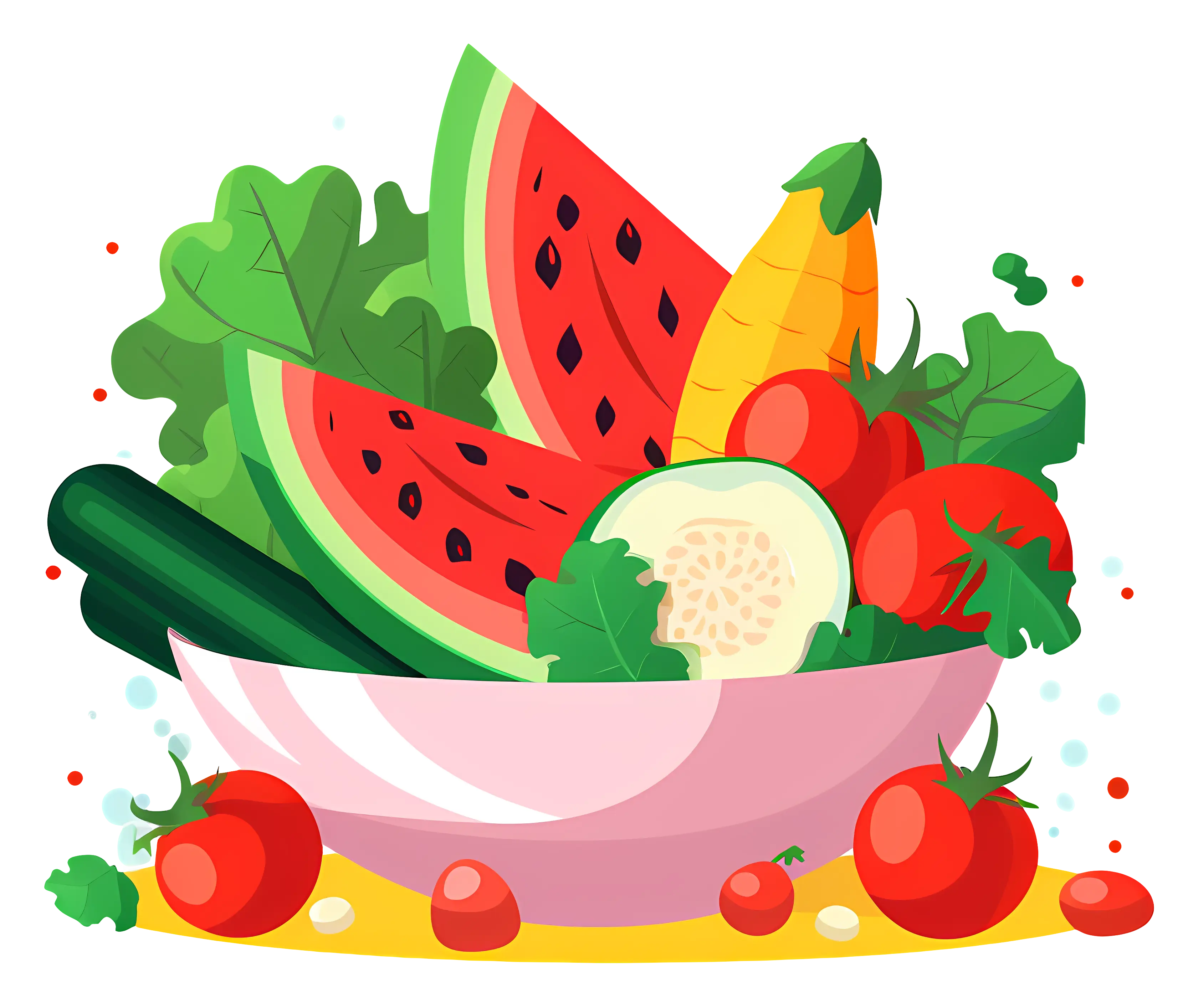Fresh Fruit and Vegetable Salad Bowl