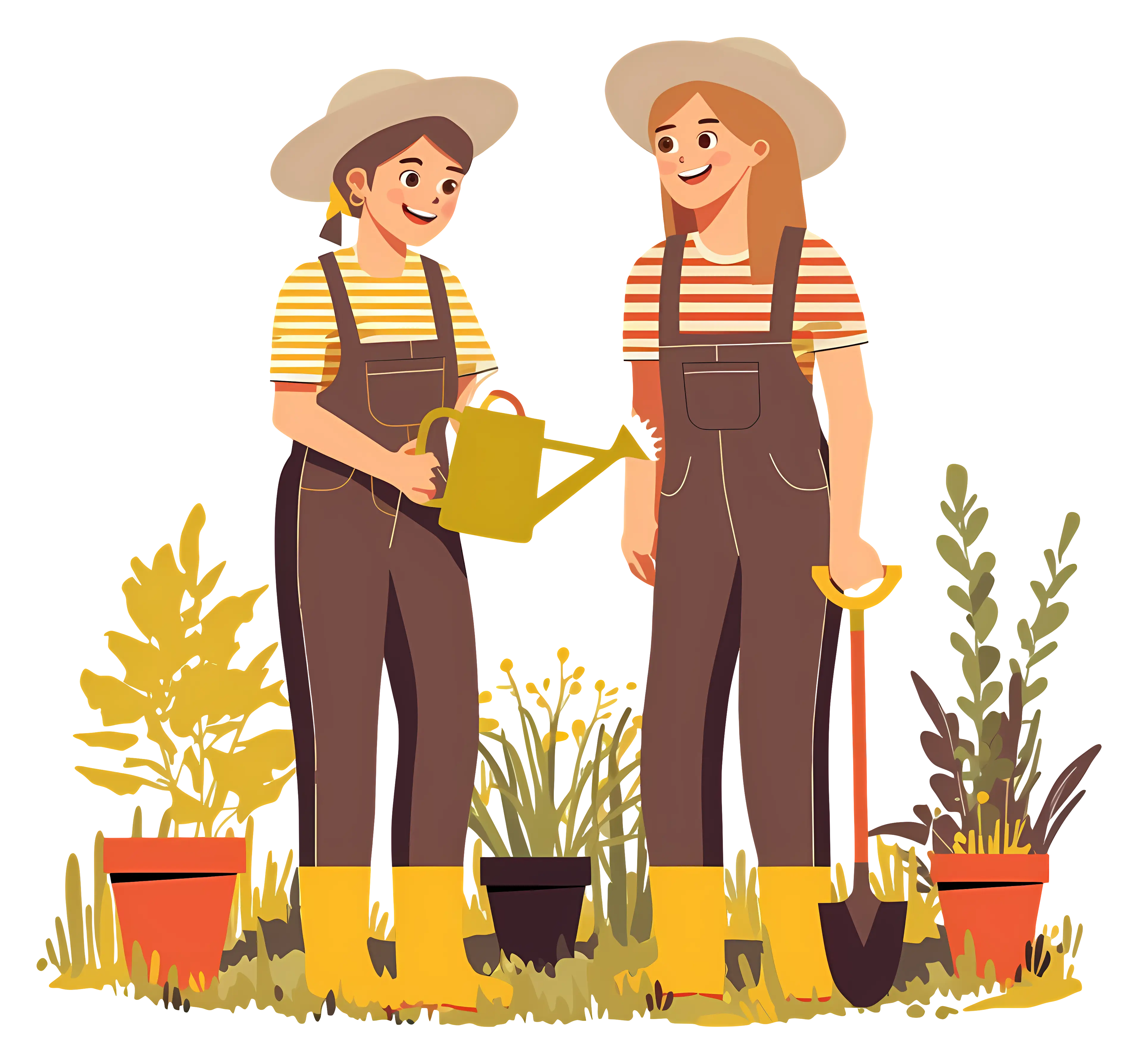 Gardeners Tending to Plants