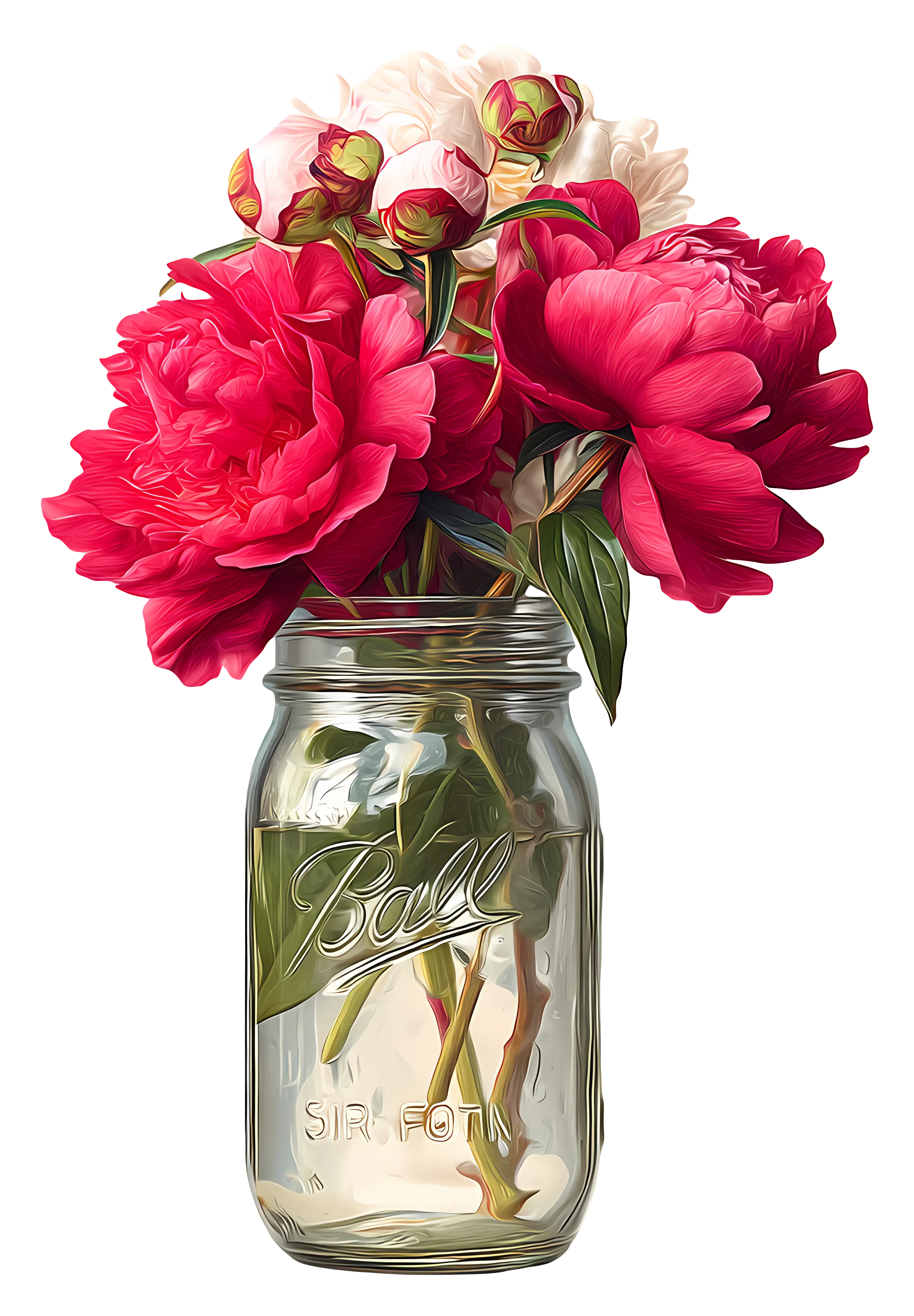 Peonies in Mason Jar