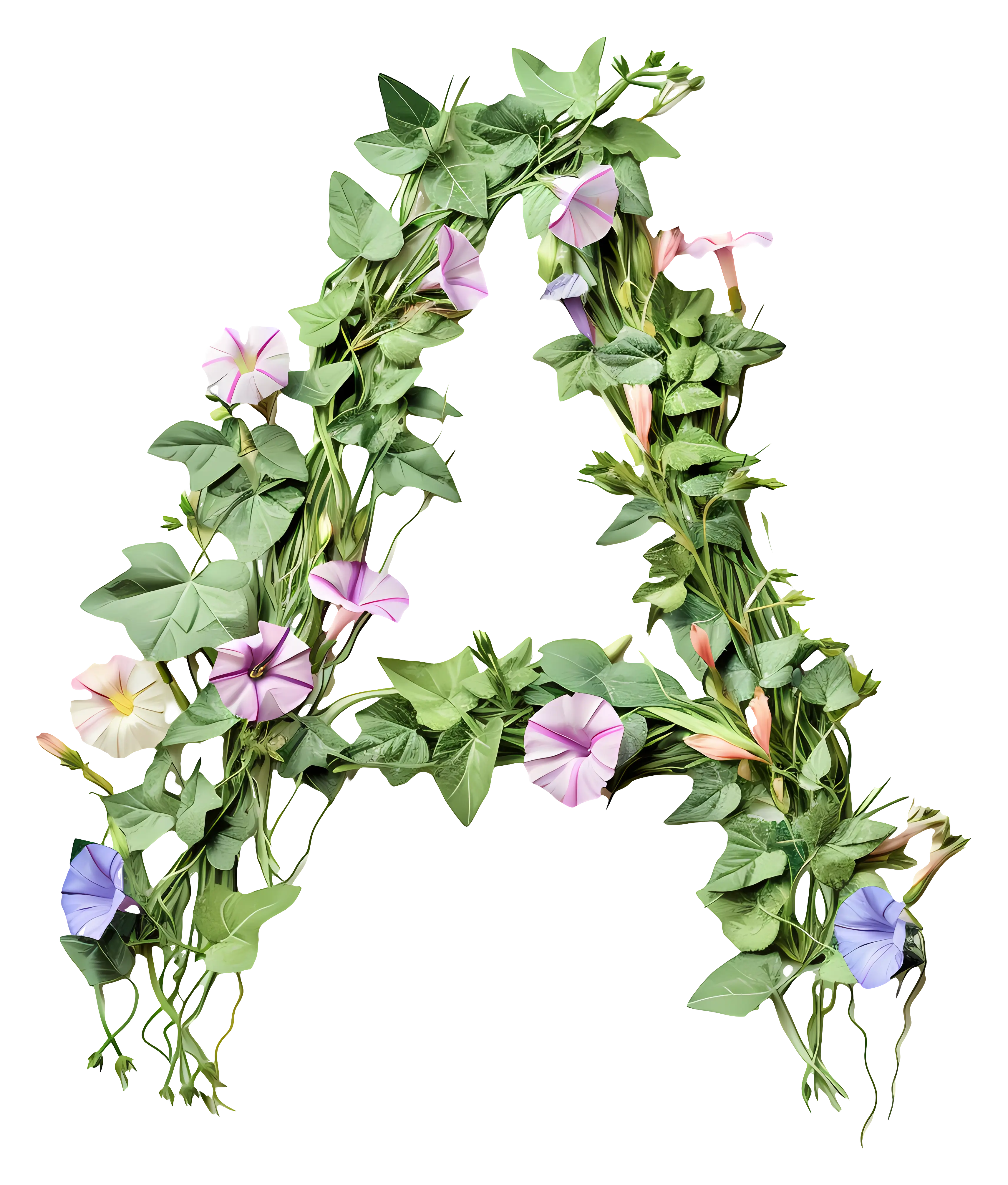 Floral Letter A Decorated with Greenery