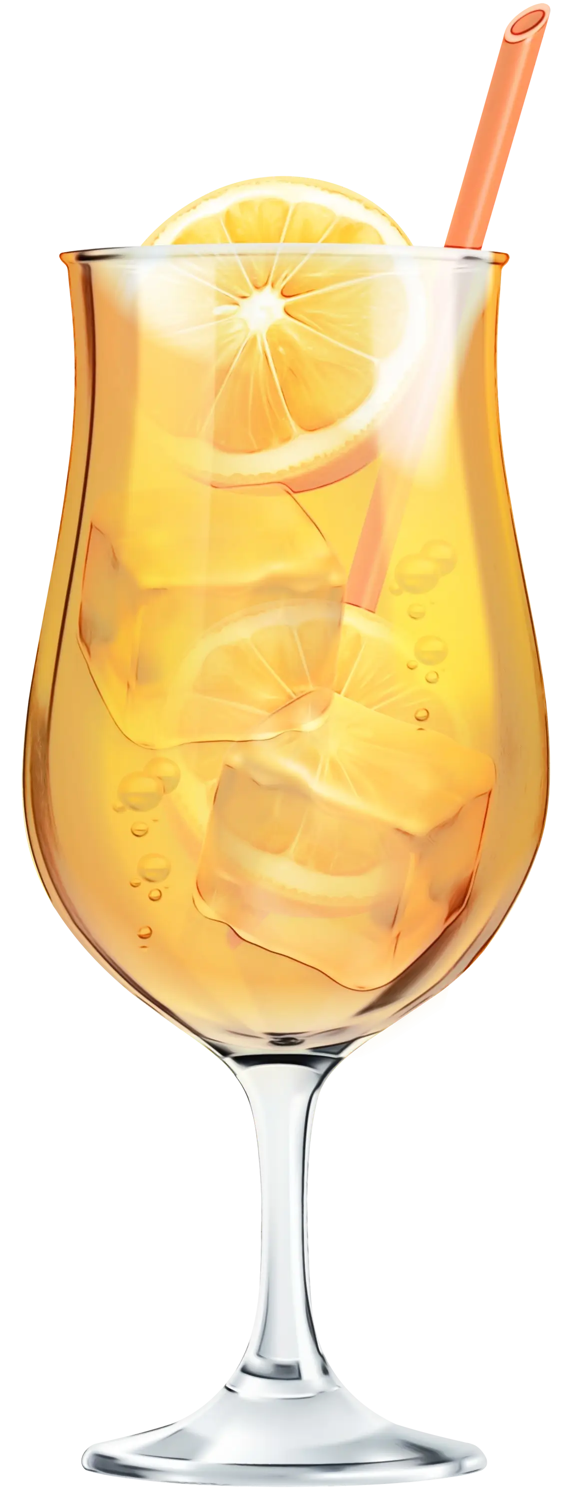 Orange Iced Drink in Glass with Lemon