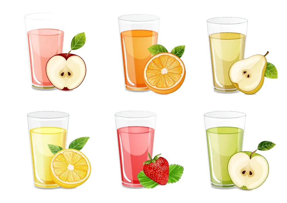 Assorted Glasses of Fruit Juices